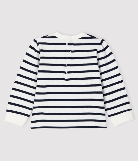 Sweatshirt iconique bébé fille blanc MARSHMALLOW/bleu SMOKING