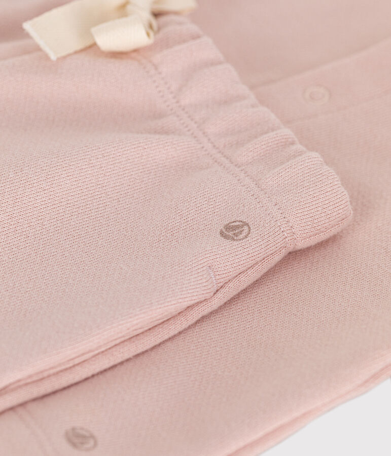 Ensemble cardigan et pantalon en molleton b&eacute;b&eacute; rose SALINE