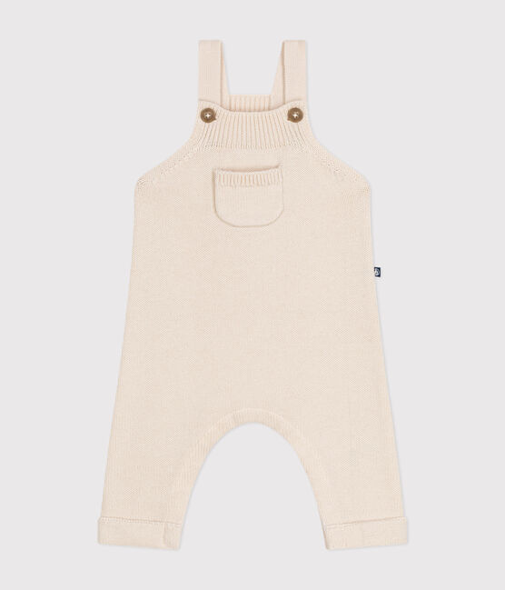 Salopette en tricot de laine et coton bébé écru AVALANCHE
