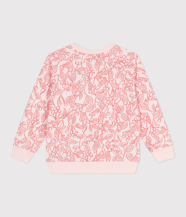 Sweatshirt enfant en coton imprim&eacute; rose/rouge