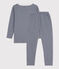 Pyjama ajusté milleraies en coton enfant bleu MEDIEVAL/blanc MARSHMALLOW