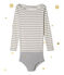 Body à manches longues femme. Petit bateau x Marie-Agnès Gillot beige COQUILLE/gris SUBWAY