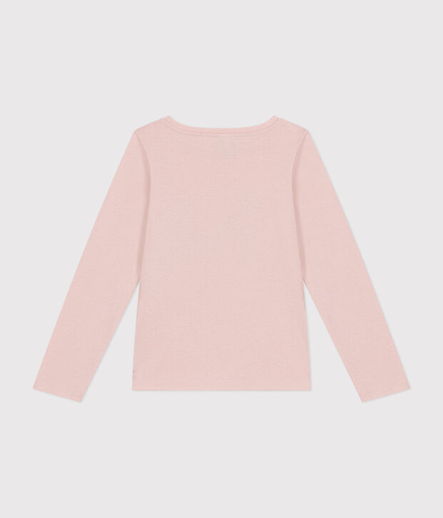 Tee-shirt manches longues en c&ocirc;te enfant fille rose