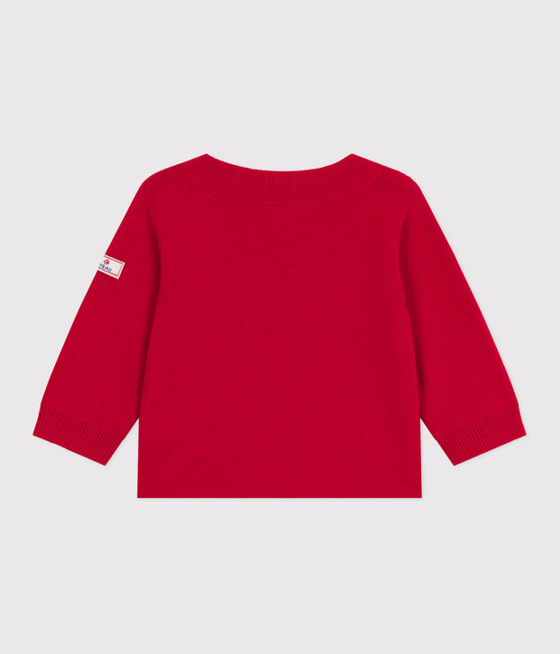 Pull marin b&eacute;b&eacute; en laine et coton uni rouge