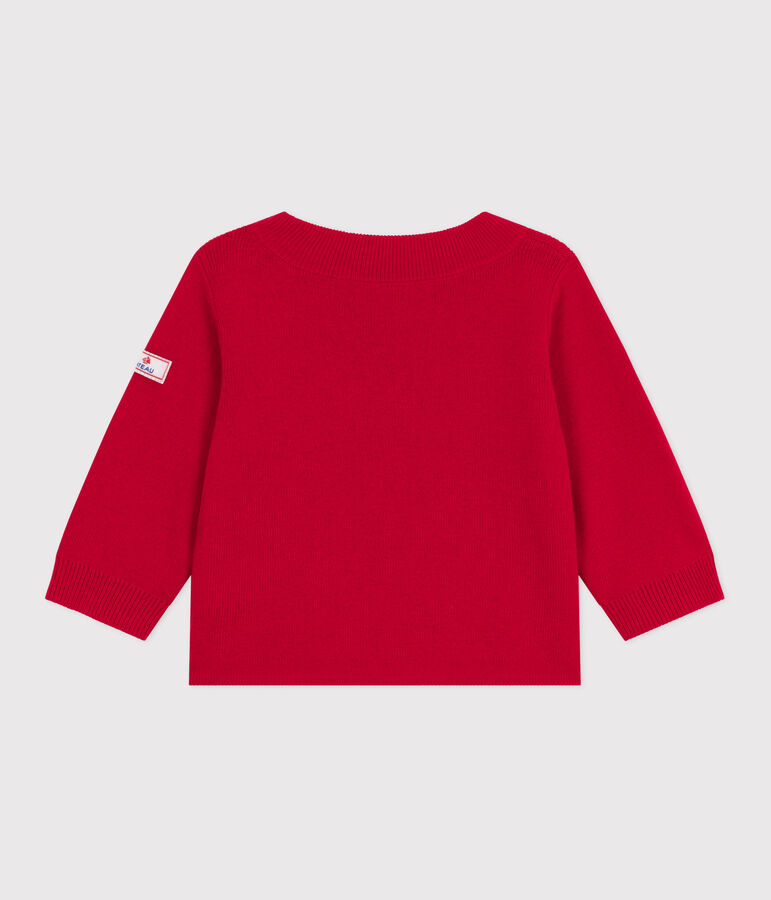 Pull marin b&eacute;b&eacute; en laine et coton uni rouge POMPEI