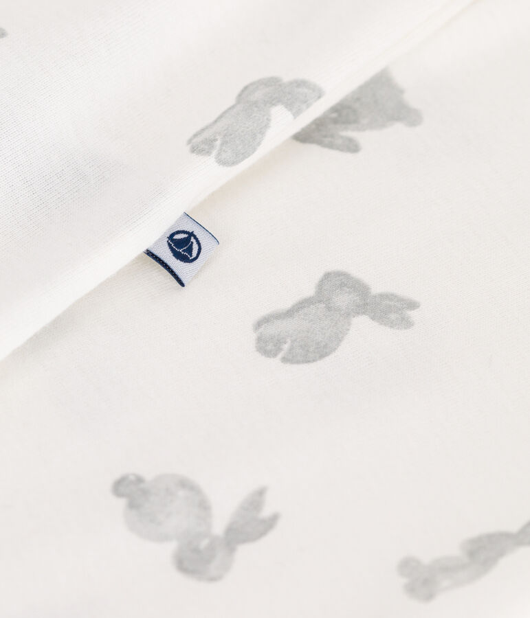 Pyjama b&eacute;b&eacute; sans pieds en coton imprim&eacute; lapin blanc MARSHMALLOW/gris GRIS