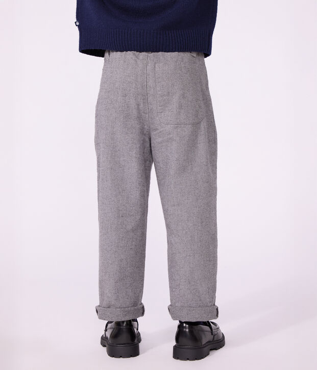 Pantalon &agrave; pinces enfant en flanelle de coton gris