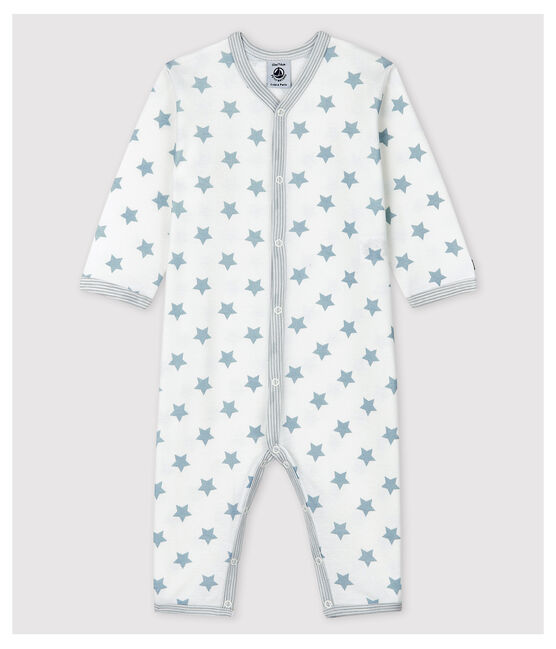 Dors-bien sans pieds à étoiles grises bébé en coton blanc ECUME/gris MISTIGRI