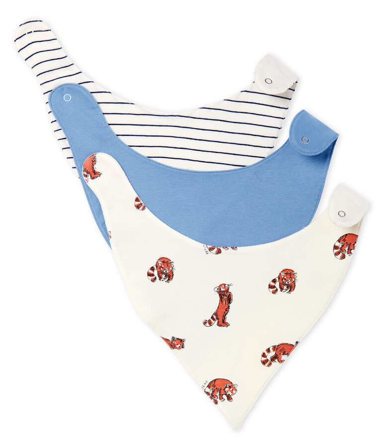 Trio de bavoirs b&eacute;b&eacute; gar&ccedil;on en c&ocirc;te multicouleur