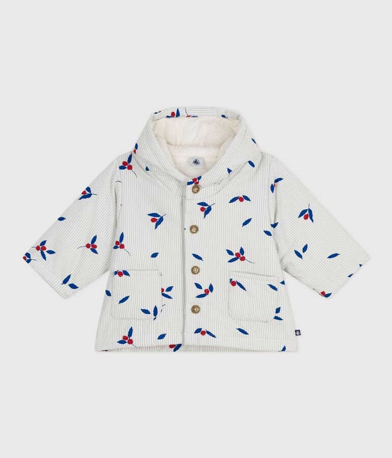 Manteau &agrave; capuche b&eacute;b&eacute; ouatin&eacute; en popeline imprim&eacute;e baie CO2/ MULTICO