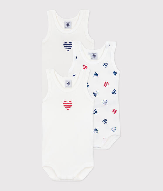 Lot de 3 bodies sans manches en coton cœurs rayés bébé variante 1