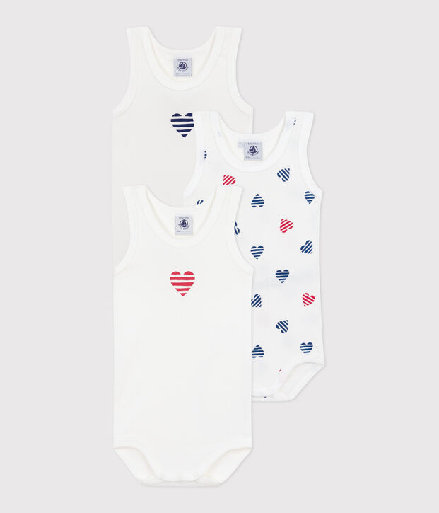 Lot de 3 bodies sans manches en coton c&oelig;urs ray&eacute;s b&eacute;b&eacute; multicouleur