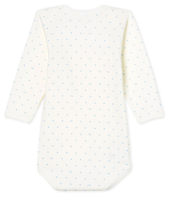 Body manches longues bébé garçon blanc MARSHMALLOW/bleu ACIER