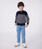 Pull marin enfant en laine et coton à rayures bleu SMOKING/blanc MARSHMALLOW