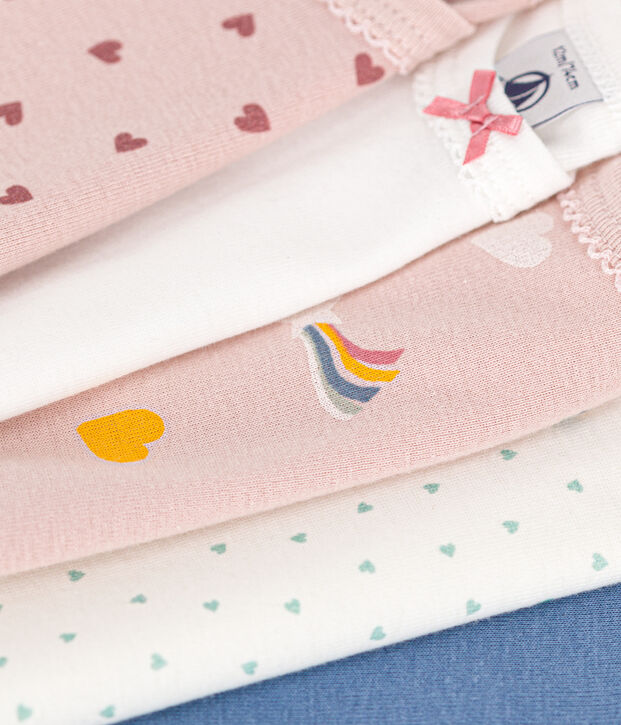 Lot de 5 bodies manches longues &eacute;toiles et c&oelig;urs en coton b&eacute;b&eacute; multicouleur