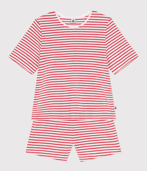 Pyjama short femme en coton à rayures rouge MARSHMALLOW/ SPI