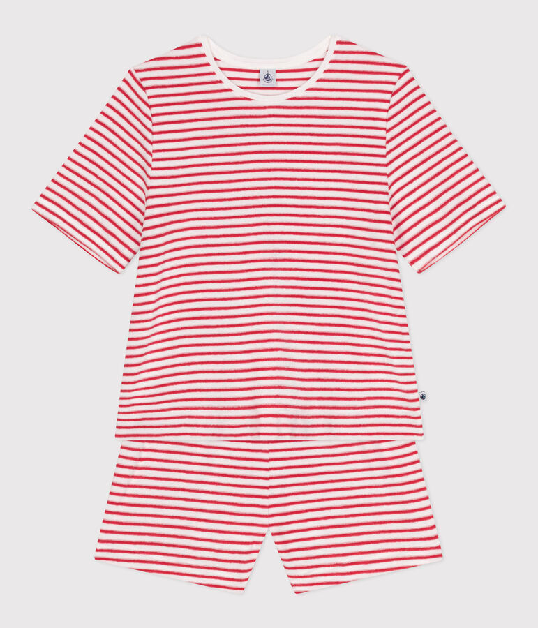 Pyjama short femme en coton &agrave; rayures rouge MARSHMALLOW/ SPI
