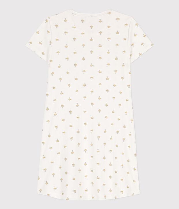 Chemise de nuit palmiers en coton petite fille blanc/multicouleur