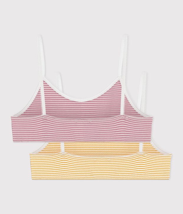 Lot de brassi&egrave;res enfant en coton ray&eacute; multicouleur