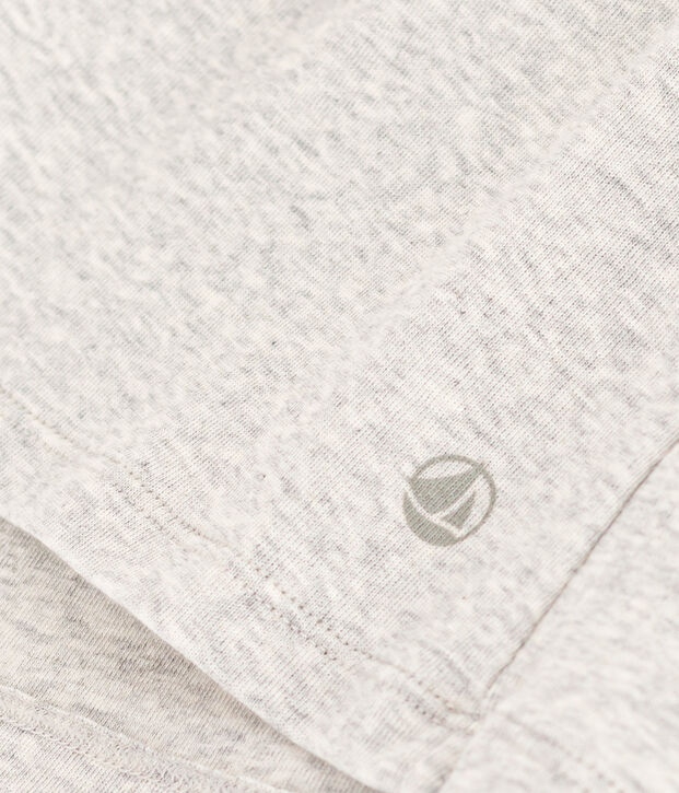 Tee-shirt l'Iconique col V en coton uni femme gris chin&eacute; clair