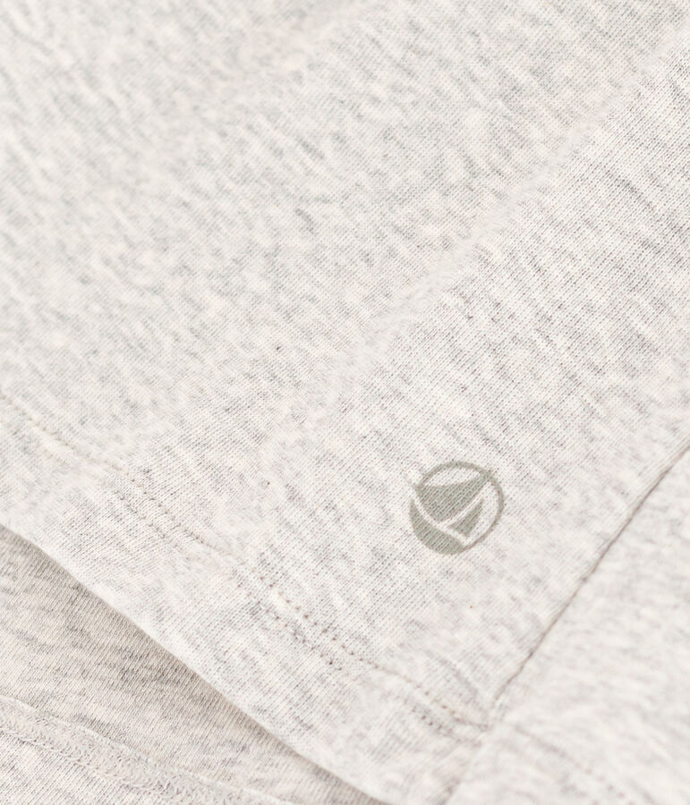 Tee-shirt l'Iconique col V en coton uni femme gris BELUGA CHINE