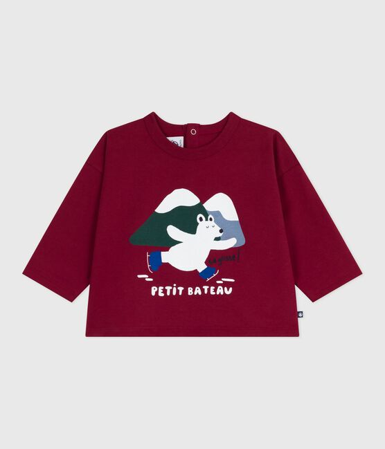 Tee-shirt bébé en coton à manches longues, motif chat AMARANTE