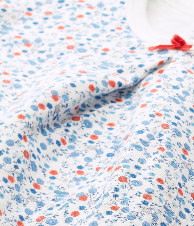 Pyjama fille &agrave; imprim&eacute; petites fleurs blanc/multicouleur
