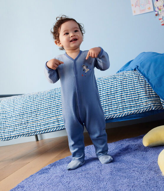 Pyjama en velours bébé bleu BEACH