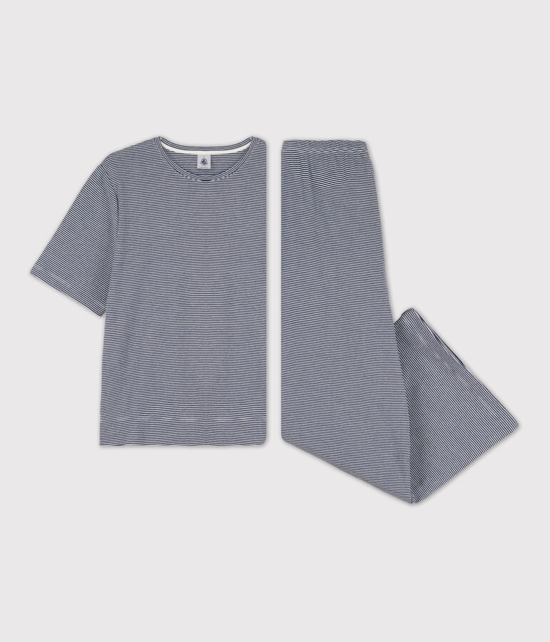 Pyjama milleraies en coton femme bleu SMOKING/blanc MARSHMALLOW