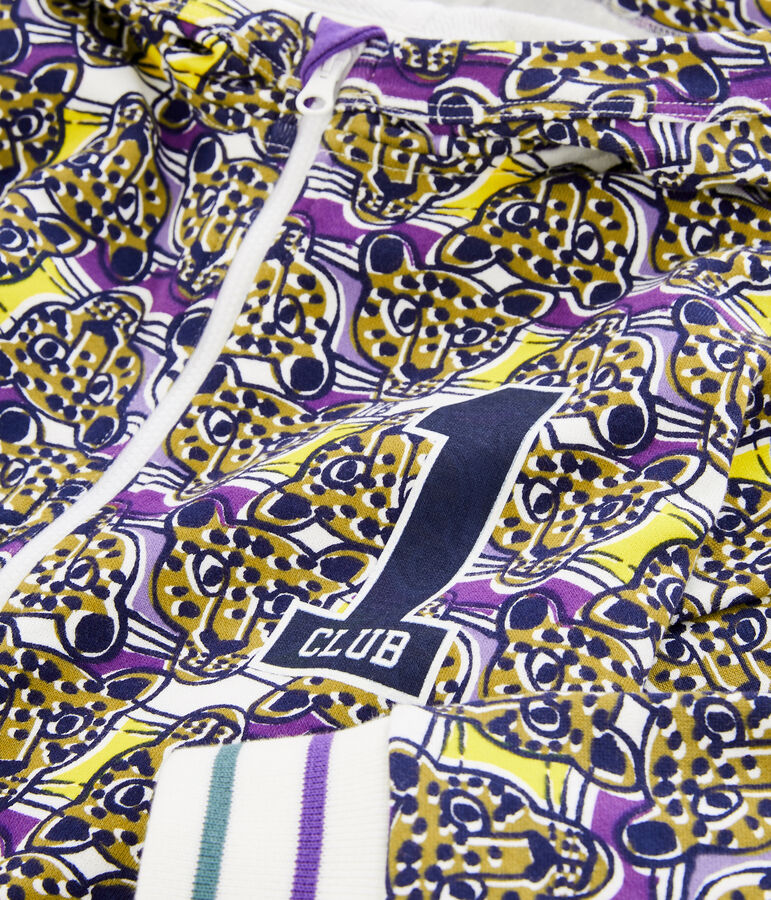 Sweat shirt zipp&eacute; enfant gar&ccedil;on blanc/multicouleur