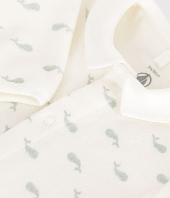 Pyjama en velours bébé blanc MARSHMALLOW/ HERBIER