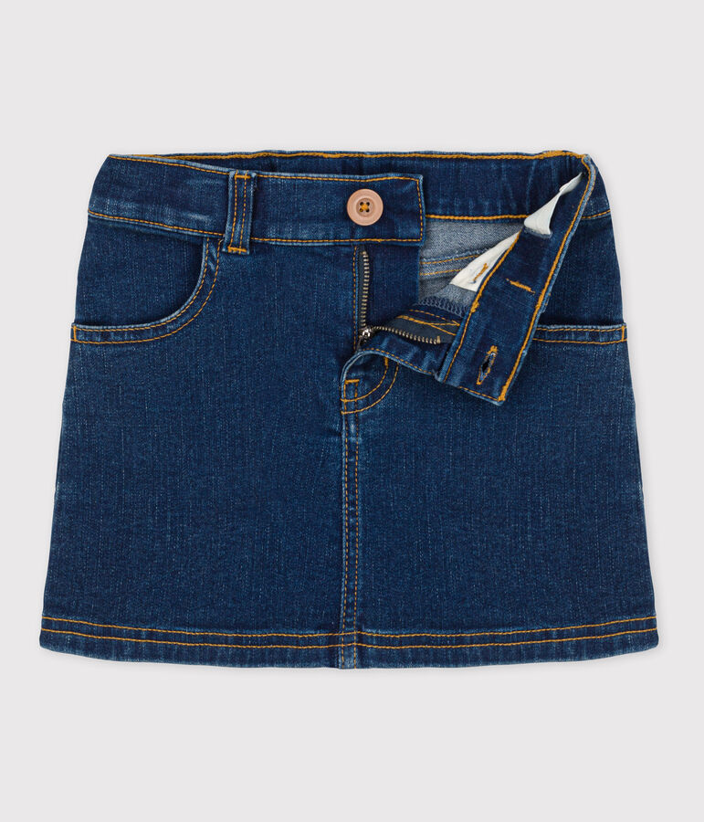 Jupe droite en denim enfant fille bleu DENIM BRUT
