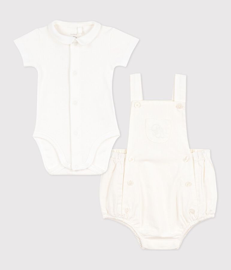 Ensemble 2 pi&egrave;ces b&eacute;b&eacute; en coton/lin avec d&eacute;tail brod&eacute; multicouleur