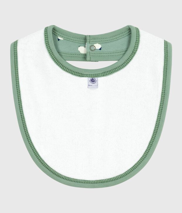 Bavoir naissance en coton imprim&eacute; vert/multicouleur