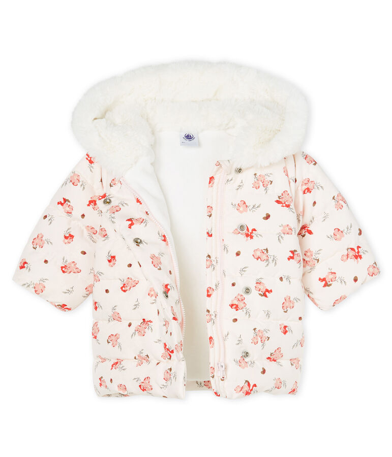 Doudoune b&eacute;b&eacute; fille en microfibre imprim&eacute;e rose/multicouleur