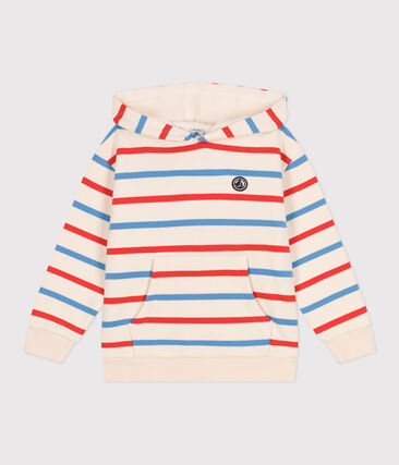Sweatshirt à capuche enfant mixte en coton à rayures