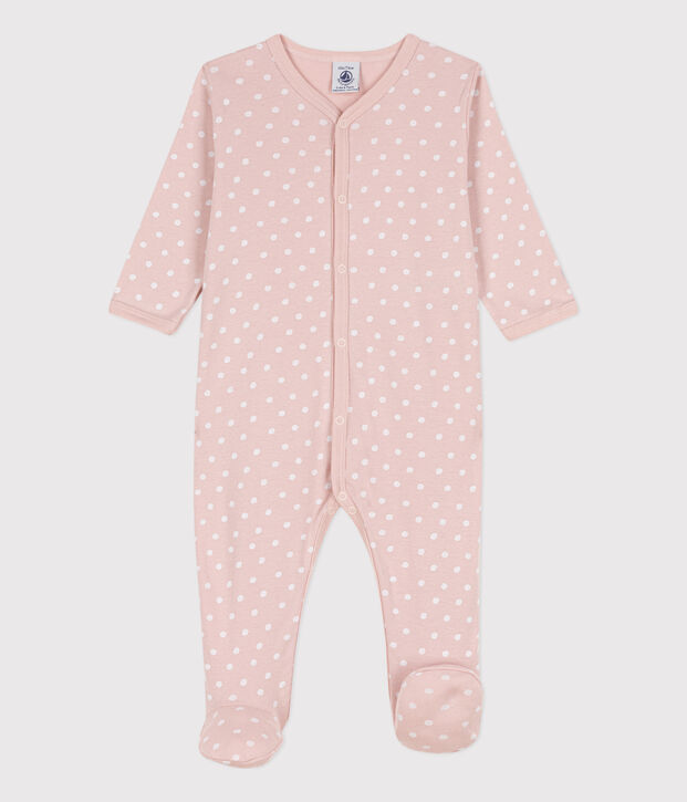 Dors-bien pois en coton rose/blanc
