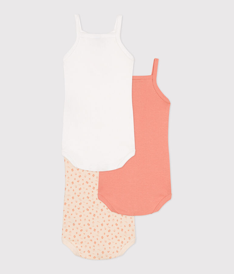 Lot de 3 bodies &agrave; bretelles en coton b&eacute;b&eacute; multicouleur