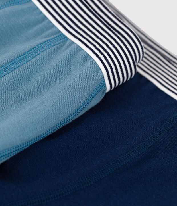 Lot de 2 boxers unis gar&ccedil;on en coton et &eacute;lasthanne multicouleur