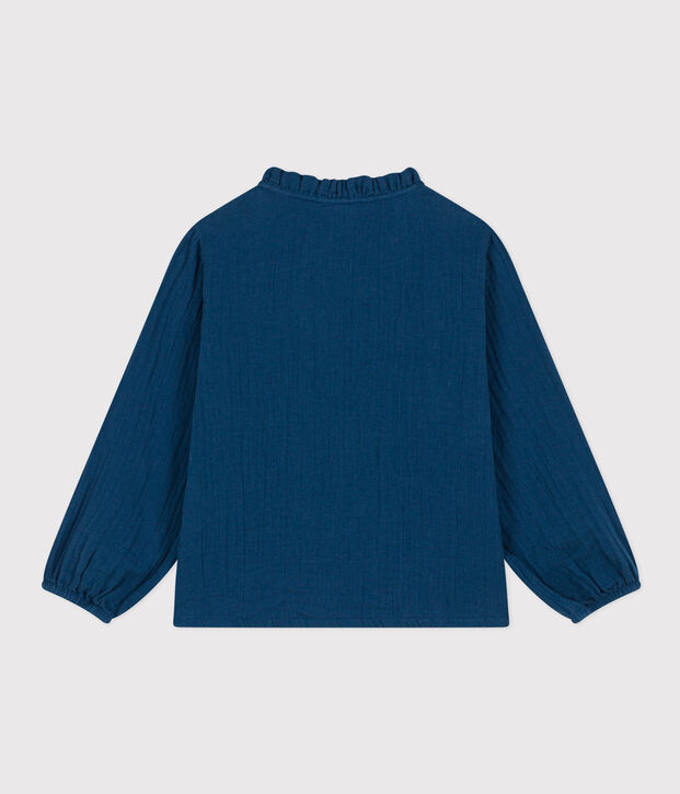 Blouse en gaze de coton enfant fille bleu