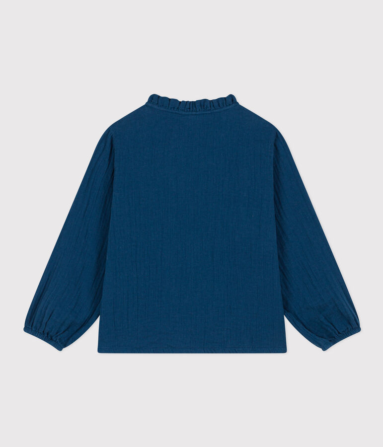 Blouse en gaze de coton enfant fille bleu INCOGNITO