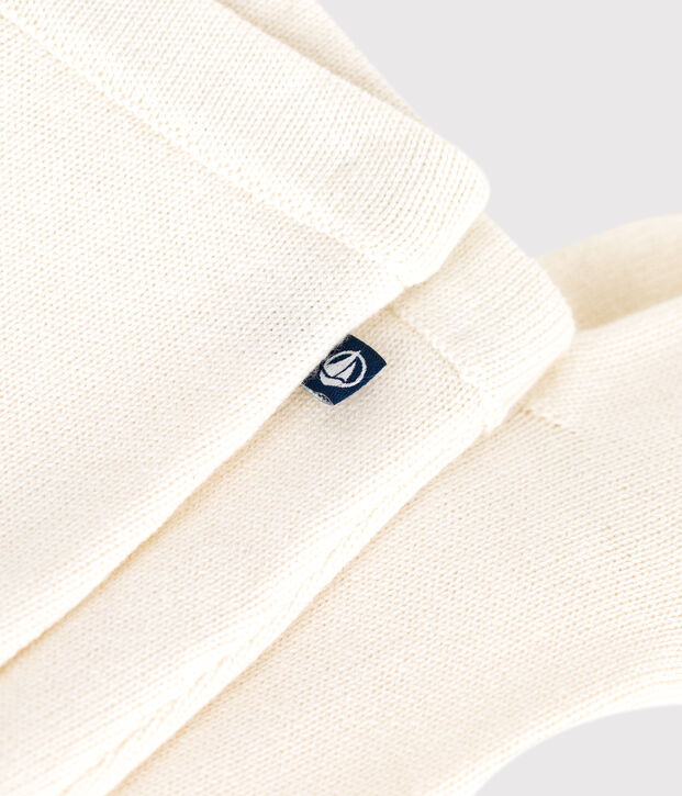 Pantalon b&eacute;b&eacute; en tricot laine et coton blanc