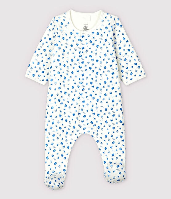 Bodyjama à imprimé bateaux bébé en tubique en coton biologique blanc MARSHMALLOW/bleu COOL