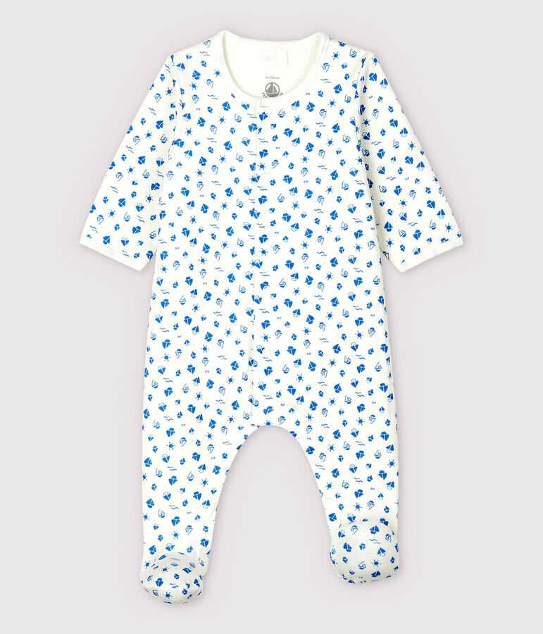 Bodyjama &agrave; imprim&eacute; bateaux b&eacute;b&eacute; en tubique en coton biologique blanc MARSHMALLOW/bleu COOL