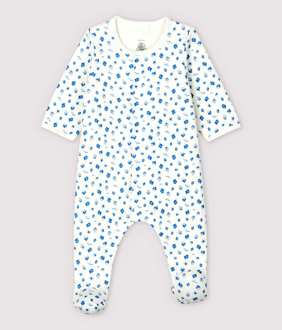 Bodyjama à imprimé bateaux bébé en tubique en coton biologique blanc MARSHMALLOW/bleu COOL