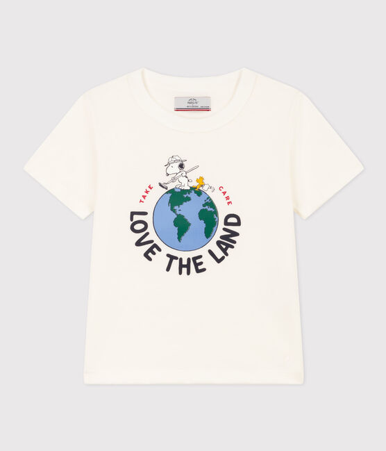 Tee-shirt manches courtes en coton enfant fille / garçon blanc MARSHMALLOW
