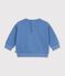 Sweatshirt b&eacute;b&eacute; en coton uni et sa broderie bleu