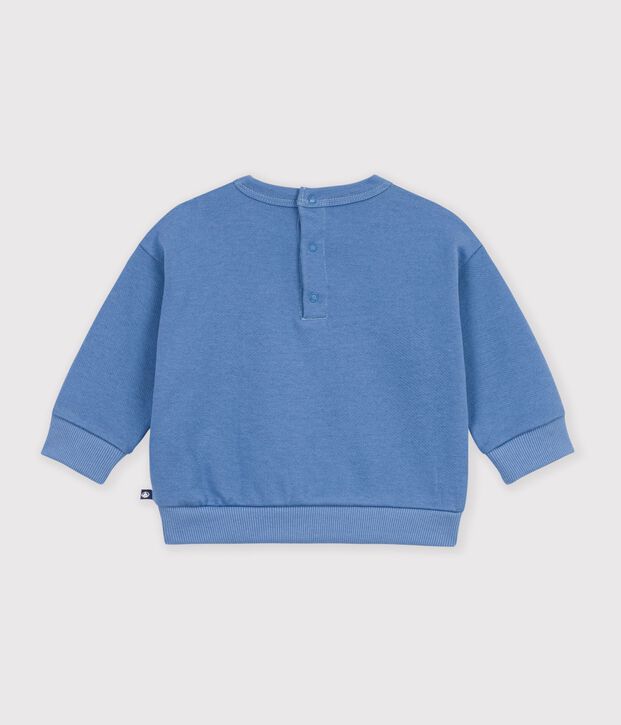 Sweatshirt b&eacute;b&eacute; en coton uni et sa broderie bleu