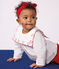 Blouse bébé en popeline de coton manches longues, brodée cœurs blanc ECUME