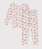 Pyjama très ajusté enfant en coton fleuri rose FLEUR/blanc MULTICO